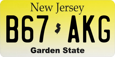 NJ license plate B67AKG