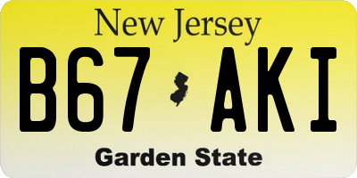 NJ license plate B67AKI