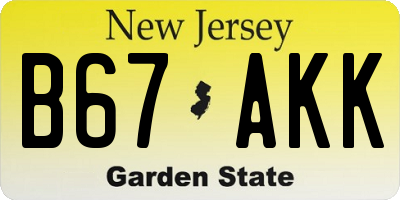 NJ license plate B67AKK