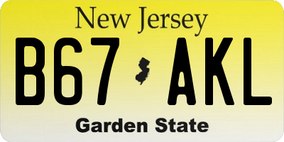 NJ license plate B67AKL