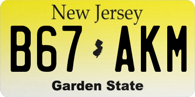 NJ license plate B67AKM