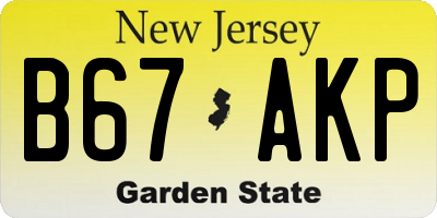 NJ license plate B67AKP
