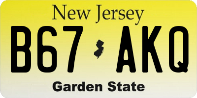 NJ license plate B67AKQ