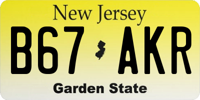 NJ license plate B67AKR