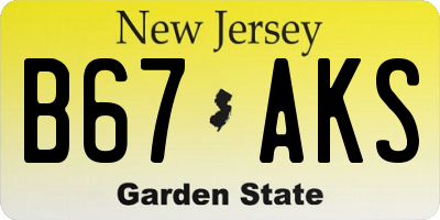 NJ license plate B67AKS