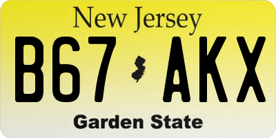 NJ license plate B67AKX