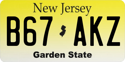 NJ license plate B67AKZ