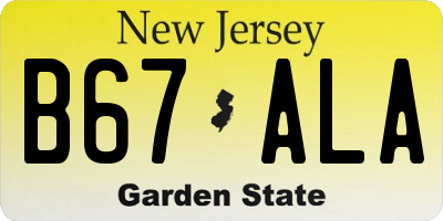 NJ license plate B67ALA