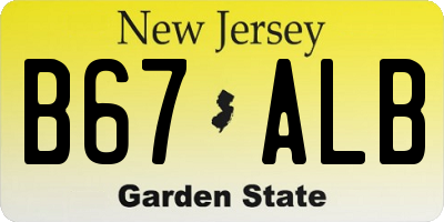 NJ license plate B67ALB