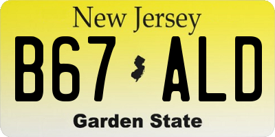NJ license plate B67ALD