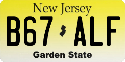 NJ license plate B67ALF