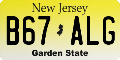 NJ license plate B67ALG