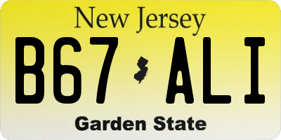 NJ license plate B67ALI
