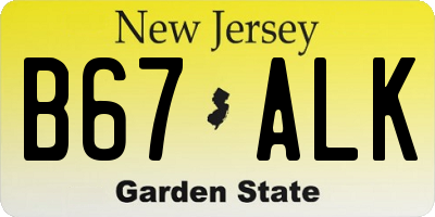 NJ license plate B67ALK