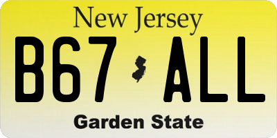 NJ license plate B67ALL