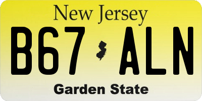 NJ license plate B67ALN
