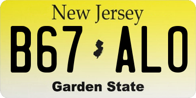 NJ license plate B67ALO