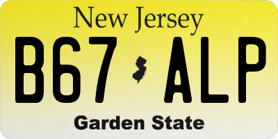 NJ license plate B67ALP