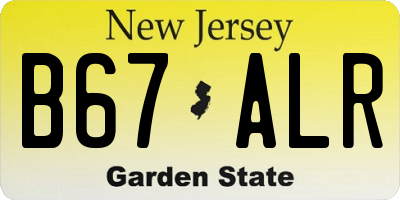 NJ license plate B67ALR