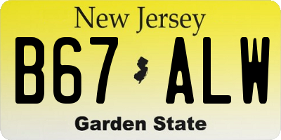 NJ license plate B67ALW