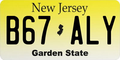 NJ license plate B67ALY