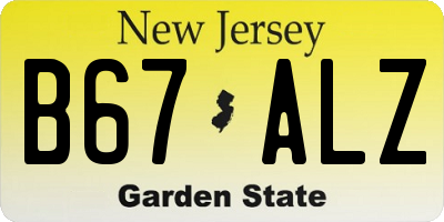 NJ license plate B67ALZ