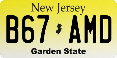 NJ license plate B67AMD