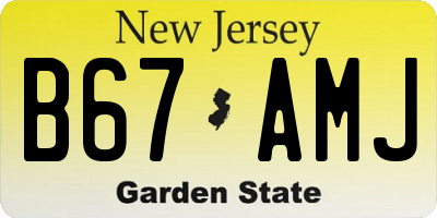 NJ license plate B67AMJ