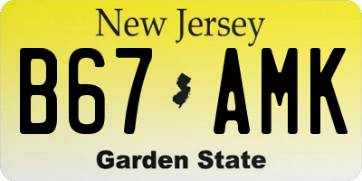 NJ license plate B67AMK