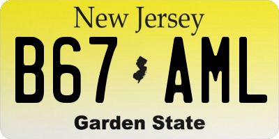 NJ license plate B67AML