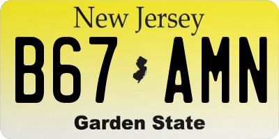 NJ license plate B67AMN