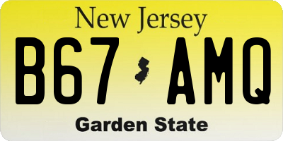 NJ license plate B67AMQ