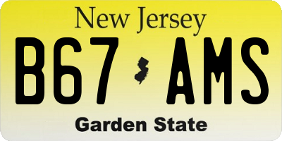 NJ license plate B67AMS