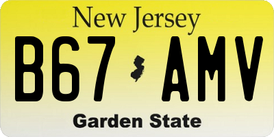 NJ license plate B67AMV