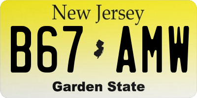 NJ license plate B67AMW