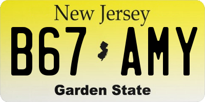 NJ license plate B67AMY