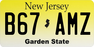 NJ license plate B67AMZ