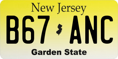 NJ license plate B67ANC