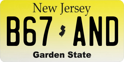 NJ license plate B67AND