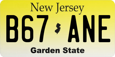 NJ license plate B67ANE