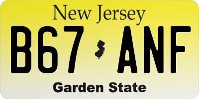 NJ license plate B67ANF