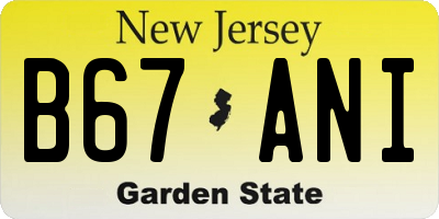 NJ license plate B67ANI