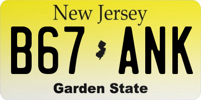 NJ license plate B67ANK