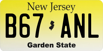 NJ license plate B67ANL