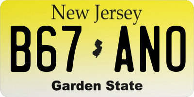 NJ license plate B67ANO