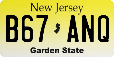 NJ license plate B67ANQ