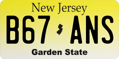 NJ license plate B67ANS