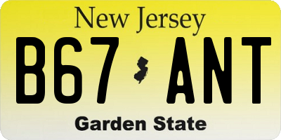 NJ license plate B67ANT
