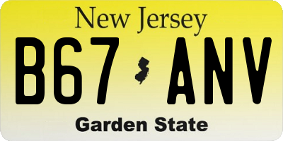 NJ license plate B67ANV