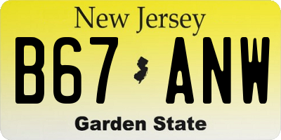 NJ license plate B67ANW